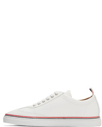 Thom Browne White Pebbled Leather Sneakers