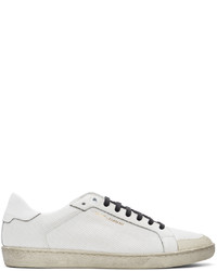Saint Laurent White Perforated Court Classic Sl06 Sneakers