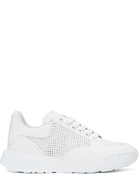 Alexander McQueen White Perforated Court Trainer Sneakers