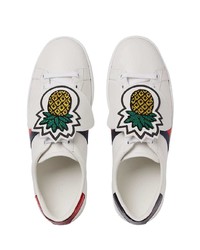 Gucci White Pineapple Patch Ace Sneakers