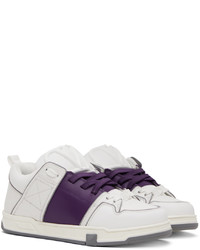 Valentino Garavani White Purple Open Skate Sneakers