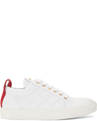Balmain White Quilted Leather Sneakers