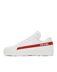 Prada White Red Band Sneakers