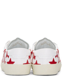 Saint Laurent White Red Stars Court Classic Sneakers