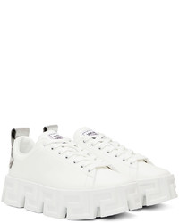 Versace White Silver Greca Sneakers