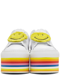 Joshua Sanders White Smile Rainbow Platform Sneakers