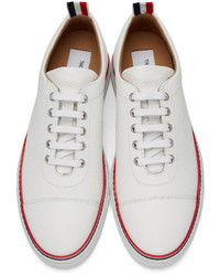 Thom Browne White Straight Toe Cap Sneakers