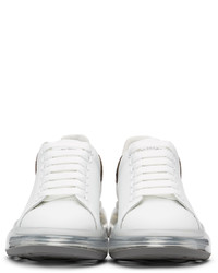 Alexander McQueen White Tan Croc Clear Sole Oversized Sneakers