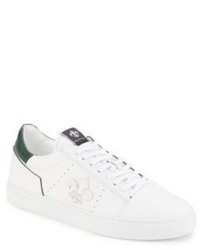 Woven Leather Low Top Sneakers