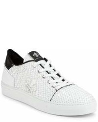 Woven Leather Low Top Sneakers