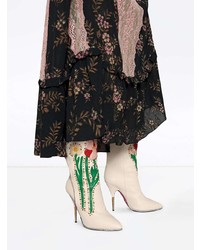 Gucci Cream Flowers 110 Leather Boots