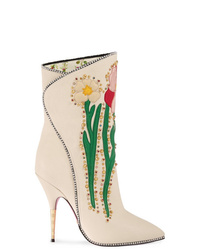Gucci Cream Flowers 110 Leather Boots