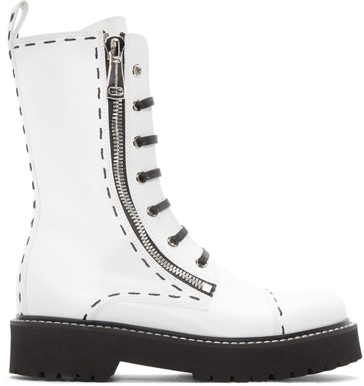 white leather combat boots