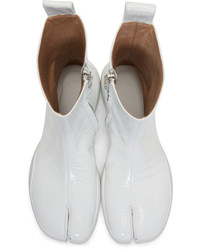Maison Margiela White Patent Flat Tabi Boots