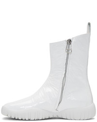 Maison Margiela White Patent Flat Tabi Boots