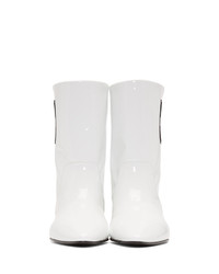 Miu Miu White Patent Logo Boots