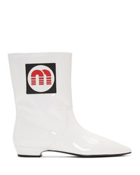 Miu Miu White Patent Logo Boots