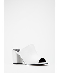 Forever 21 Faux Leather Peep Toe Mules
