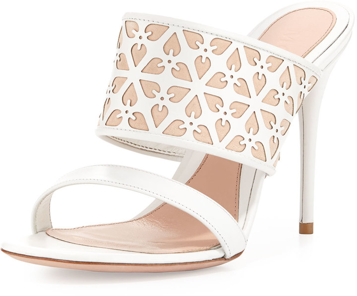 white leather mule