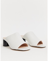 Office Mila White Faux Leather Sandals With Contrast Heel