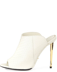 Tom Ford Open Toe Python Mule White