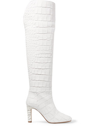 Gabriela Hearst Linda Croc Effect Leather Over The Knee Boots