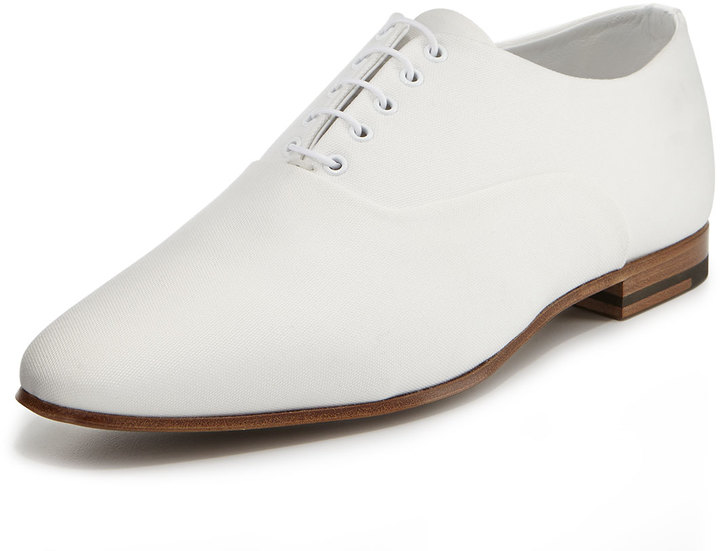 Saint Laurent Lulu Canvas Oxford Shoe White, $595 | Neiman Marcus ...