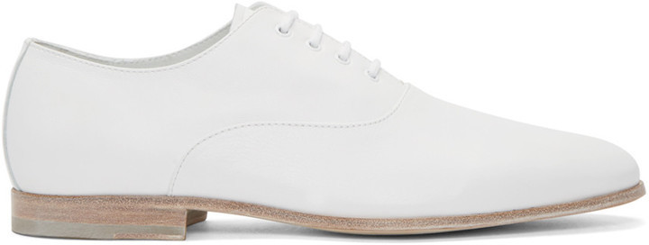 white leather oxfords