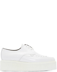 Underground White Patent Leather Double Barfly Creepers