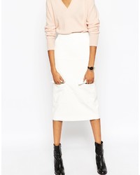 Asos Collection Leather Look Pencil Skirt With Utility Pockets