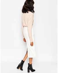 Asos Collection Leather Look Pencil Skirt With Utility Pockets