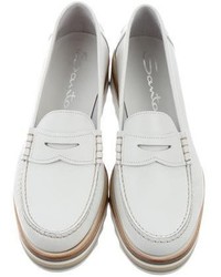 Santoni Leather Wedge Loafers