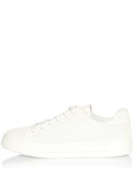 River Island White Perforated Lace Up Plimsolls
