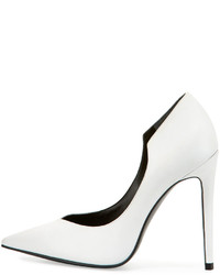 Abi Pointed Toe Leather Pump White