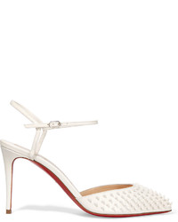 Christian Louboutin Baila 85 Spiked Leather Pumps White