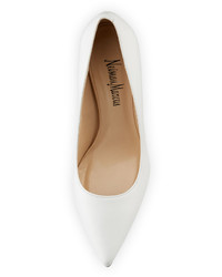 Neiman Marcus Cissy Leather Pointed Toe Pump White