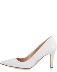 Neiman Marcus Cissy Leather Pointed Toe Pump White