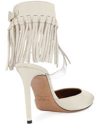 Valentino Fringed Ankle Strap Leather Pump Ivory