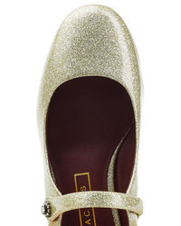 Marc Jacobs Glitter Coated Leather Mary Jane Pumps