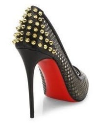 Christian Louboutin Guni Spiked Perforated Leather Point Toe Pumps