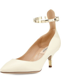 Valentino Leather Pump With Metal Ankle Strap Off White