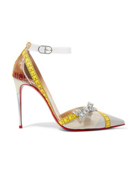 Christian Louboutin Metripump 100 Med Patent Leather And Pvc Pumps