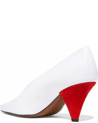 Neous Aunty Leather And Suede Pumps White