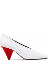 Neous Aunty Leather And Suede Pumps White