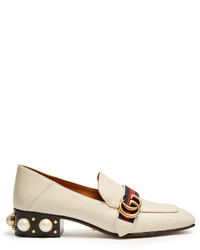 Gucci Peyton Faux Pearl Heel Leather Pumps