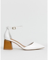 ASOS DESIGN Pointed Mid Heels In White
