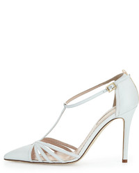 Sarah Jessica Parker Sjp By Carrie Leather T Strap Pump White