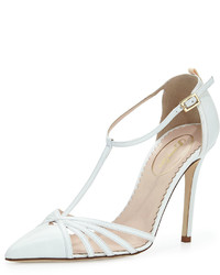 Sarah Jessica Parker Sjp By Carrie Leather T Strap Pump White