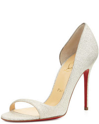 Christian Louboutin Toboggan Glitter Leather Red Sole Pump
