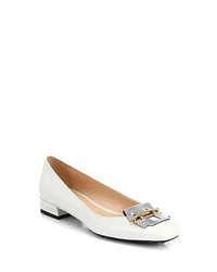 Tod's Leather Apron Loafer Pumps White